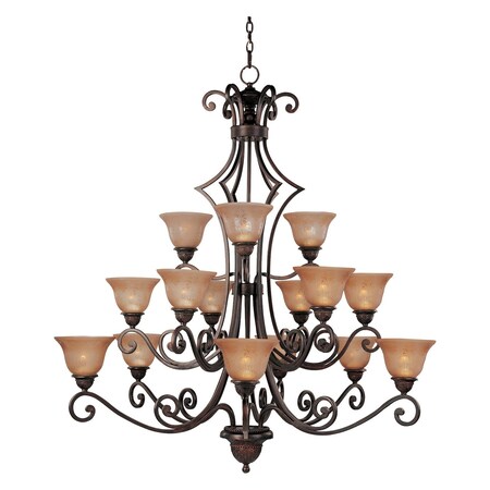 Maxim Fifteen Light Oil Rubbed Bronze Screen Amber Glass Up Chandelier 11239SAOI